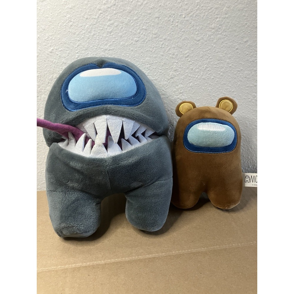 Toikido‎ Among Us Gray Imposter Plush 10" Brown Bear Crewmate Plush 7" Bundle